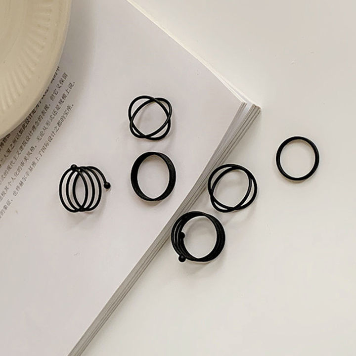 3/6pcs%20Vintage%20Black%20Rings%20Set%20For%20Women%20Girls%20Punk%20Metallic%20Geometric%20Simple%20Sunlight%20Mall%20-%20Image%205