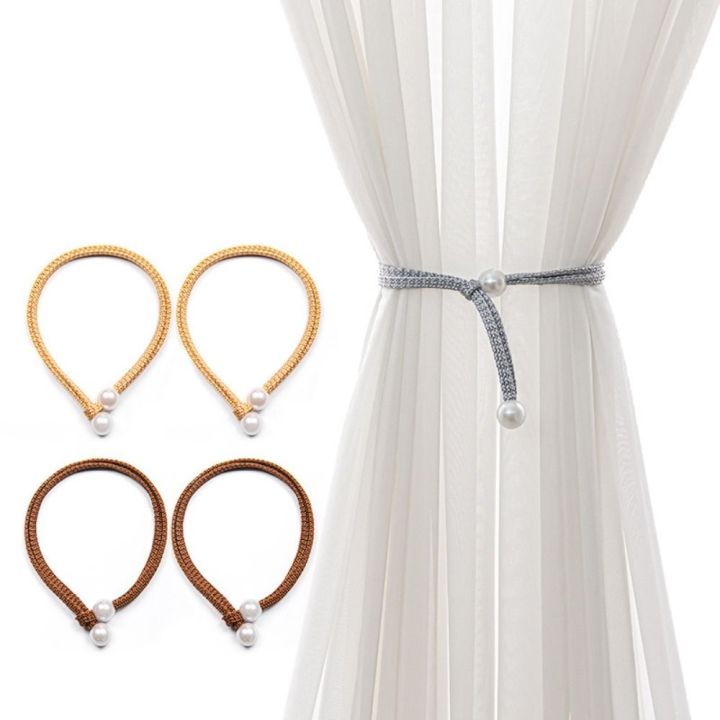 Buckle Clips Small Curtain Clip Pull-Out Tie With Strap Curtain Holders Adjust Length Freely Installation-free Rope Curtain Decor