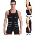 Waist Cincher Slimming Vest Body Shaper Tummy Fat Burning Shaper Slim & Lift Slimming Shirt For Men Black vest slimming Vest- Black. 