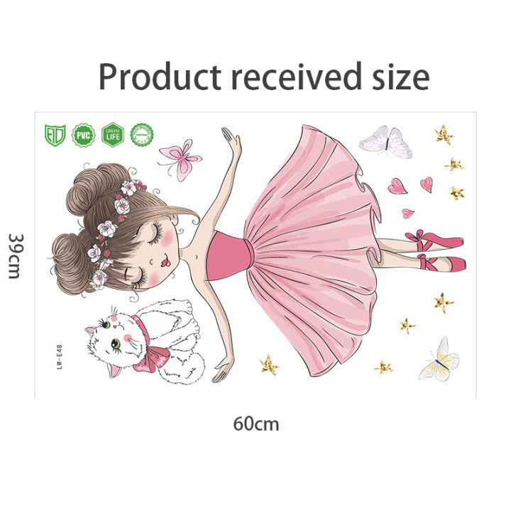 Cartoon%20Dance%20Girl%20Kitty%20erfly%20Wall%20Decal%20Paper%20Room%20Home%20Wall%20Stickers%20Cute%20Ballet%20Girl%20Sticker%20Decoration%20For%20Girl%20Bedroom%20-%20Image%207