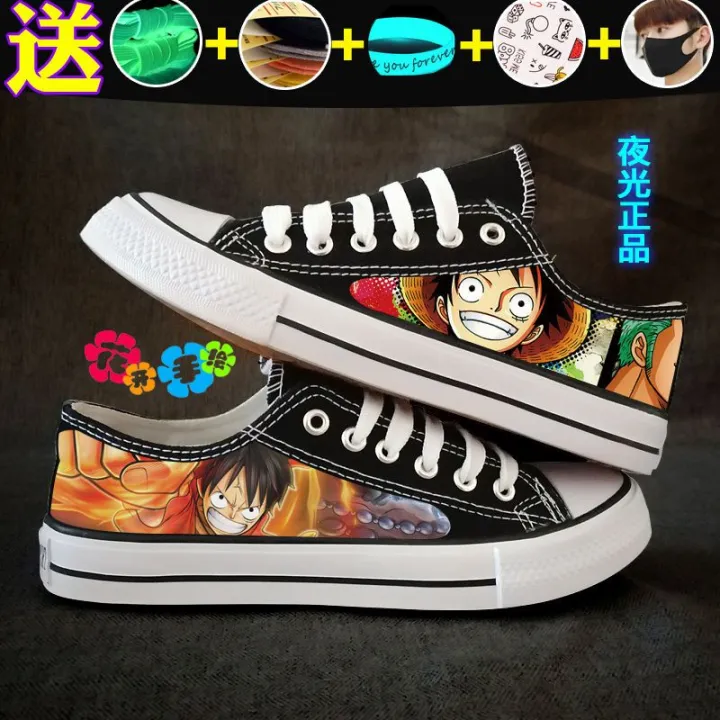 Spring Breathable Low Top Canvas Shoes Men Stylish Sneaker Naruto One Piece Boys Anime Shoes Student Luminous Shoes