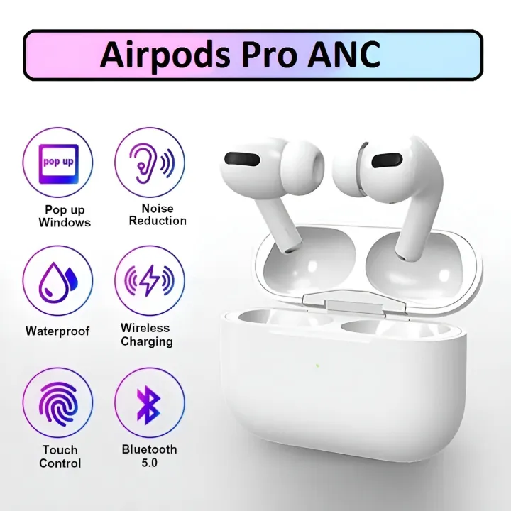 Airpods Pro ANC with Wireless Charging Case Active Cancellation Bluetooth Gaming Headset  Apple AirPods Pro (White, True Wireless)