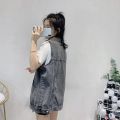 Sleeveless Hot Loose-Fitting Waistcoat Vest Women's Vest Internet Hot Coat Women's Clothing Denim Long Summer 2024 Korean Style. 