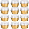Dessert Cups With Lids Gold Aluminum Foil Baking Cups Holders Cupcake Bake Utility Ramekin Clear Pudding Cups. 