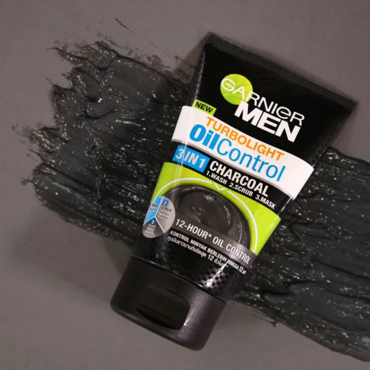 GARNIERS%20MEN%20Turbolight%20Oil%20Control%203%20in%201%20Charcoal%20Wash,%20Scrub%20&%20Mask%20-%20100g%20-%20Image%202