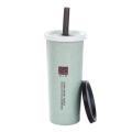 HOMETREE 450ml Water Cup With Straw Cola Coffee Cups Wheat Straw Plastic Hehy Drink Bottle Multi-Functional Bouble Lid H177. 