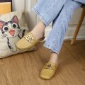 Half-Pack Slippers Women's Summer Square Toe Metal Chain Low Heel Lazy Mother Toe Cap Slippers Women's Hole Shoes Student Outer Wear. 