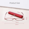 Diopter options Reading glasses Functional Pen tube case Metal frame Metal readers Pocket-sized HD lenses Slim glasses for Travel Office Daily use Elderly. 