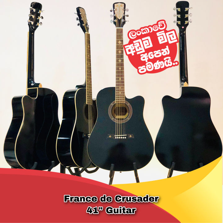 France de Crusader Acoustic Jumbo Box Guitar 41 Inch Black With Bag Hand made france guitar
