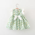 Summer New Baby Girls Dress Lace Lace Small Flying Sleeve Flowers Full Print Small Fresh Sweet Princess Dress Birthday Party Team Dress. 