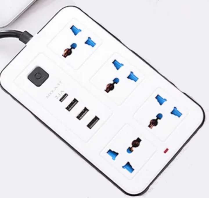 Multi Plug Wire Code With 3 USB 4 Power Socket with 2M Cable 3.4A  AC Power Socket UK Plug