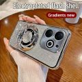 lthmy for Infinix Smart 8 X6525 casing electroplating soft glitter TPU phone back cover phone case magnetic bracket. 