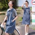 Summer Dress Fat People a Line Skirt a Set of Straight Dress Thin Small Summer Jeans for Women New. 