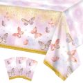 birthday decoration Pink Purple Butterfly Waterproof Tablecloth Spring Butterfly Theme Birthday Party Decoration Girl 1st Birthday Party Baby ShowerBalloons. 