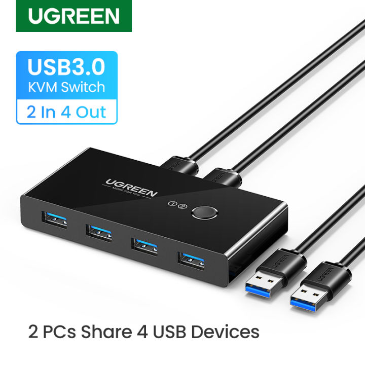 UGREEN%20USB%203.0%20Sharing%20Switch%20Selector%204%20Port%202%20Computers%20Peripheral%20Switcher%20Adapter%20Hub%20for%20PC,%20Printer,%20Scanner,%20Mouse,%20Keyboard%20with%20One%20Button%20Swapping%20and%202%20Pack%20USB%20Male%20Cable%20-%20Image%203