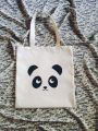 Panda Tote Bag: Fashionable Handbag for Lady Students. 