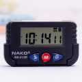 NAKO Digital Quartz Clock for Car Dashboard and Office Desk with Alarm, Stopwatch, and Flexible Stand, Black. 