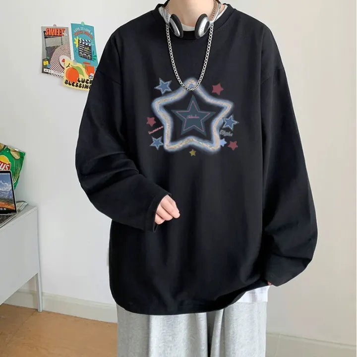 Long Sleeve round Neck T Men's T-shirt Spring and Autumn Fashion Brand oversize T-shirt American Boys Hoodie Autumn and Winter