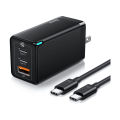 Baseus GaN3 Pro 65W Fast Charging Adapter And Type C Cable - 2 Type C ports & 1 USB Port. 