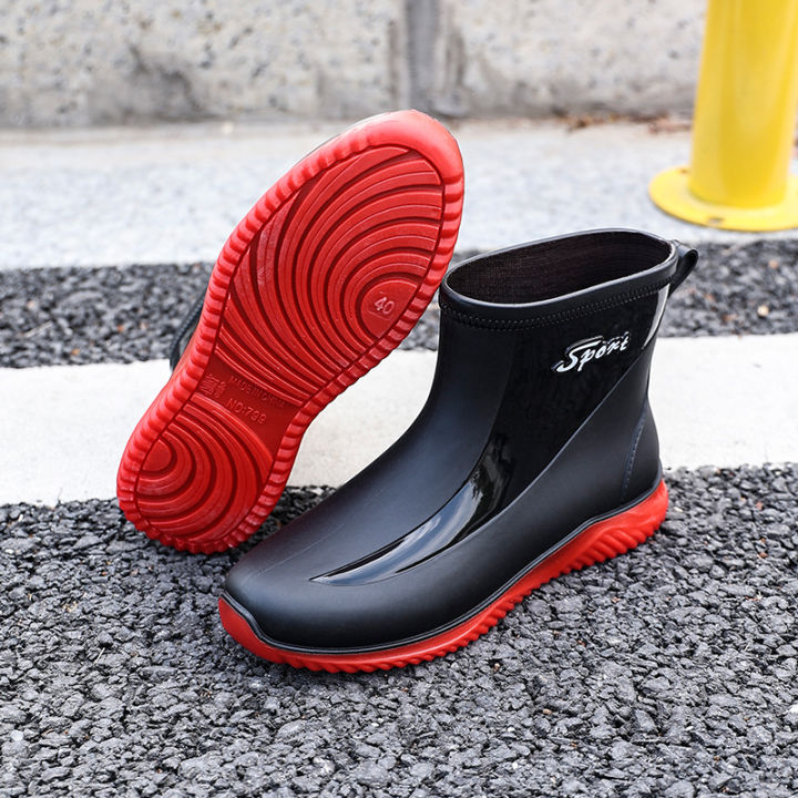Trendy%20British%20Rain%20Boots%20Men's%20Short%20Tube%20New%20Waterproof%20Shoes%20Fashion%20Flat%20Platform%20Non-Slip%20Rain%20Boots%20Lightweight%20Outer%20Wear%20Work%20-%20Image%204