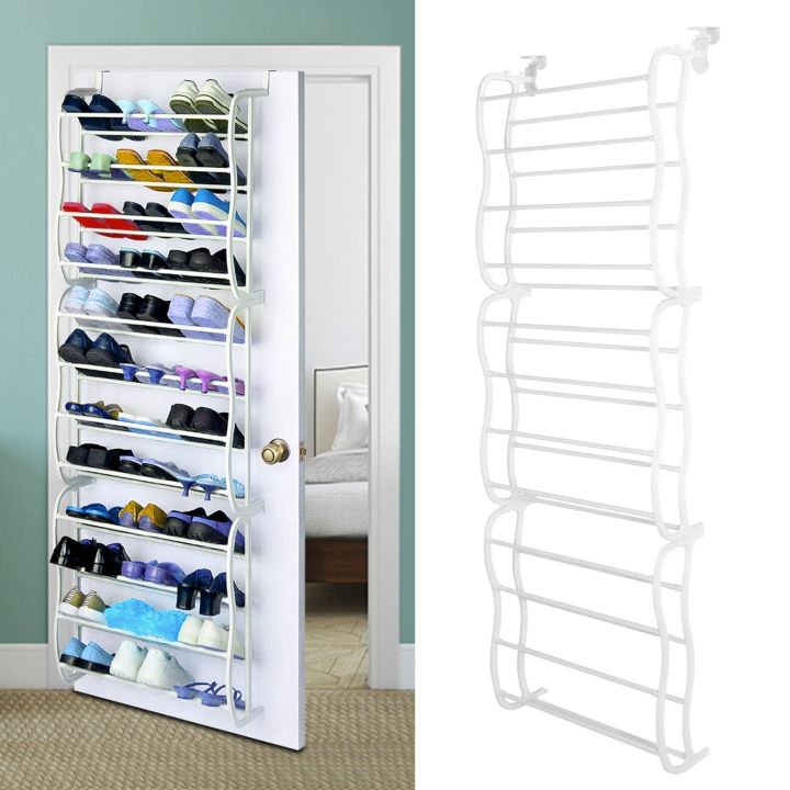 36 Pair Over-The-Door 36 Pair 12 Layers Shoe Rack Metal Frame Wall ...