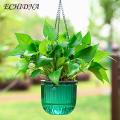 Indoor Self-watering Flower Pot Self-watering Hanging Planter with Drainage Perfect for Indoor Outdoor Plants Visible Water Level Transparent Hanging Pot. 