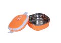 Stainless Steel Square Lunch Box with handle 0.9L - Orange. 
