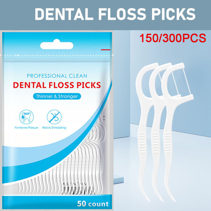 health 300pcs Dental Floss Sticks Toothpicks With Threads Ultra Thin ...