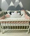 Braided Cot Bumper  with 2 Character Pillows and a cloud 4 Pieces Bedding set.. 