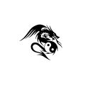 【Hottest Trends】QYPF 17.8CM*13.7CM Dragon Shaped Yin And Yang Vinyl Personality Car Motorcycle Sticker Decal Black Sliver C17-000156. 