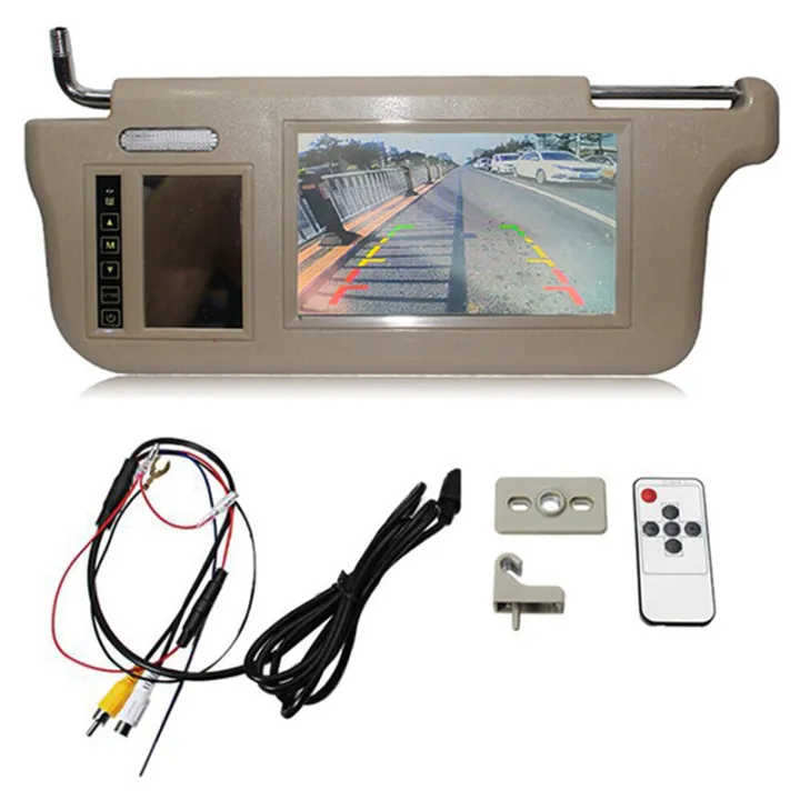 7Inch Beige Car Left Sun Visor Rear View Mirror Screen LCD Monitor 2 ...