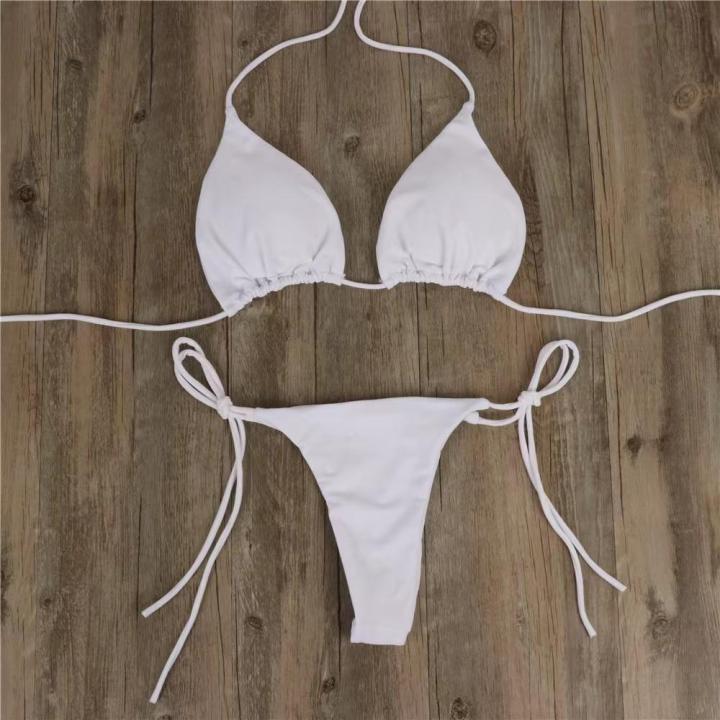 Adjustable%20Bikini%20swimsuit%20Quick-dry%20Split%20swimsuit%20Solid%20color%20Two-piece%20bikini%20Lace-up%20design%20Three-point%20Lace-up%20bikini%20for%20-%20Image%202