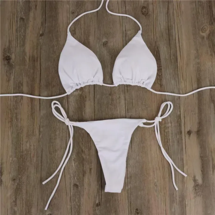 Adjustable%20Bikini%20swimsuit%20Quick-dry%20Split%20swimsuit%20Solid%20color%20Two-piece%20bikini%20Lace-up%20design%20Three-point%20Lace-up%20bikini%20for%20-%20Image%202