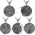 Vintage Gothic Fashion Witcher wizard Pendant Necklace Wolf Head Bird Shape Geralt Animal Collar Chain Punk Bijouteries For Men. 