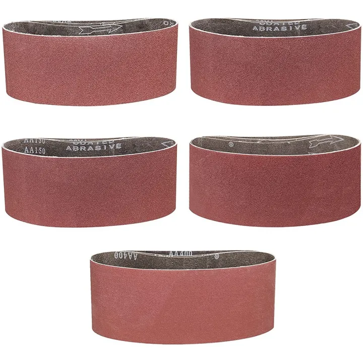 BRADOO 100X610MM Sanding Belt 15Pieces- 80/120/150/240/400 Grit Alumina Sanding Belt, Suitable for Wood Sanding