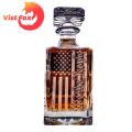 Glass Whiskey Decanter American Flag Pattern Whiskey Glass Decanter 450ml for Home Party Transparent Bottle Decanter with American Flag Design. 