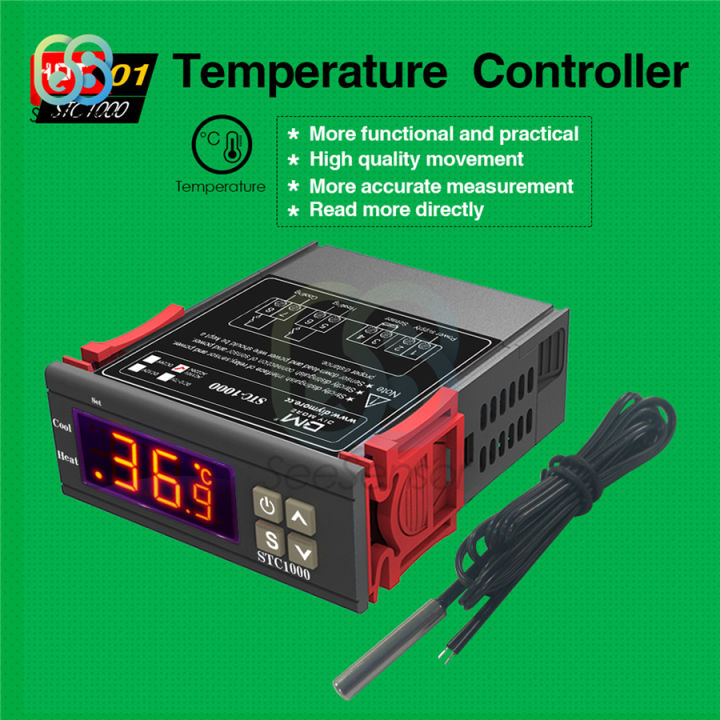 【The Timber Loft】LED Digital Temperature Humidity Controller Thermostat Humidistat Thermoregulator Incubator Heating Cooling Switch 12V 24V 220V