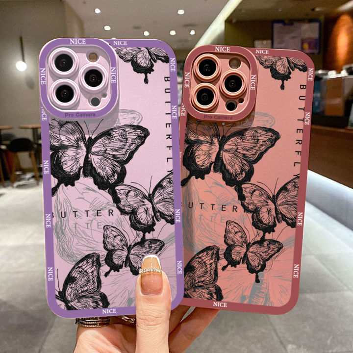DEL for iPhone 12 Pro Back Cover Cartoon Butterfly Phone Case Soft