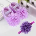 New Soft Cotton Newborn Toddler Baby Shoes Cute Chiffon Flower Bows Non-slip Floor Baby Girl Shoes Girls First Walk Shoes. 