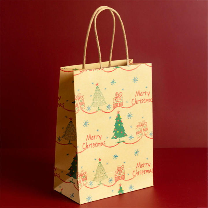 Christmas-themed Gift Bags Kraft Paper Bags Xmas Decoration Candy Gift Bags Christmas Gift Bags Apple Packaging