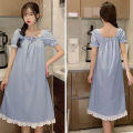 Vintage Kawaii Nightgowns Cotton Women's Sleepwear Lace Ruffle Collar Peignoirs Lounge Wear Victorian Night Dress Ladies Nightie. 