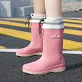 Rain Shoes Women's Outdoor Non-Slip Mid-High Tube Pink Rain Boots Women's Waterproof Rain Boots Fashion Work Rubber Shoes. 