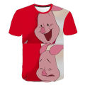 Disney Summer Wish New Winnie The Pooh Surrounding 3D Printing Children's Clothing Cute Pig Round Neck Tide T Girls Clothes. 