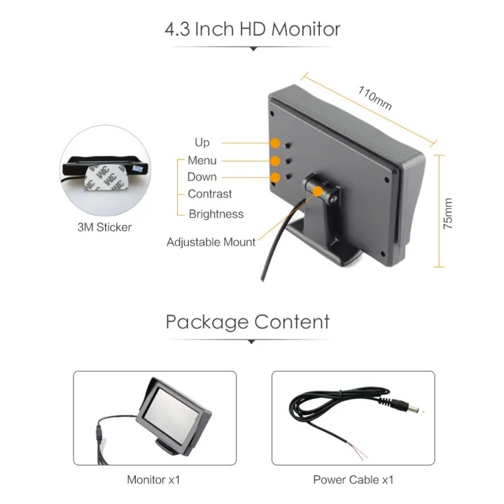 4.3%2012V%2024V%20Car%20Bus%20Standalone%20LED%20Monitor%20Screen%20with%20Rear%20View%20Reverse%20Backup%20Camera%20Kit%20Combo%20-%20Image%205