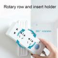 360° Rotation Movable Plug-In Wall Hanging Holder / Home Punch Free Power Socket Holde / White Panel Holder Punch-free Insert Hold Rack. 