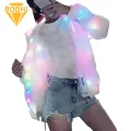 Led Lighted Hoodie Led Light-up Hooded Jacket for Party Concert Colorful Glow Coat with Pockets Glow Jacket. 