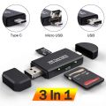 USB Type-C/Micro OTG Card Reader/Writer For PC & MobilePhones OTG Card Reader 3 In 1 USB 2.0 For TF/Micro SD Adapter Flash Drive Smart Memory Card Reader Type C OTG Flash Drive Cardreader Adapter. 