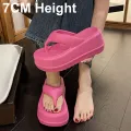 【ZOSR】Fnova 7cm Thick Sole Wedges Supper Soft Flip Flops for Women Summer Clip Toe Chunky Platform Sandals Woman Non Slip Beach Slippers Outdoor Slides. 