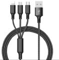 Charger 3 in 1 USB Cable 3A Micro USB / Type C / Lighting for all iPhone Android Phone Fast Charging Cable. 