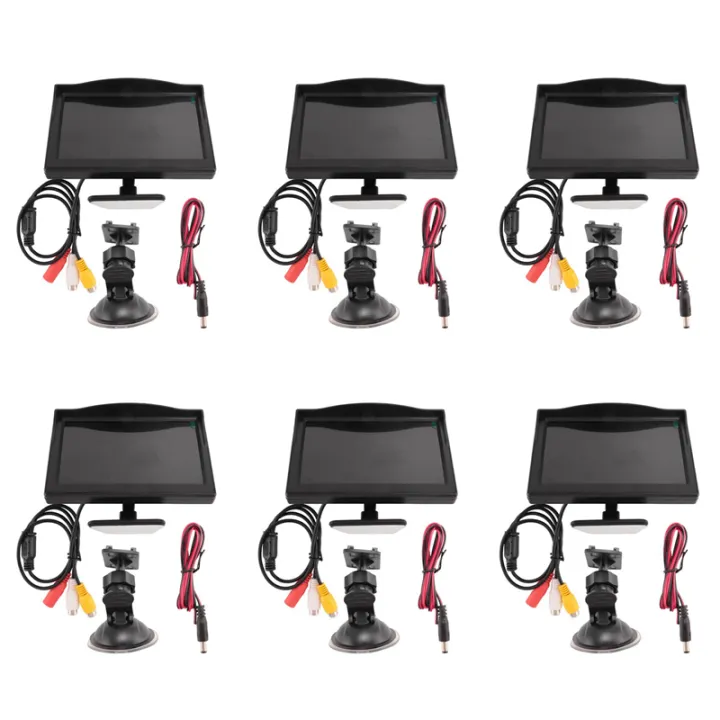 JINMY 6pcs 5 Inch 800X480 TFT LCD HD Screen Monitor with Dual Mounting Bracket for Car Backup Camera/Rear View/DVD